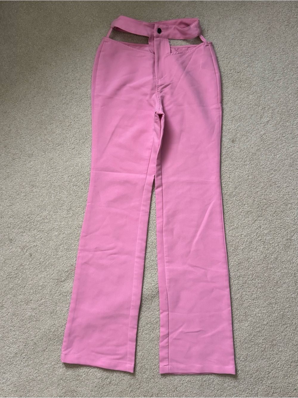 SHEIN High-Rise cut out Pink Women's Flared Pants/xs